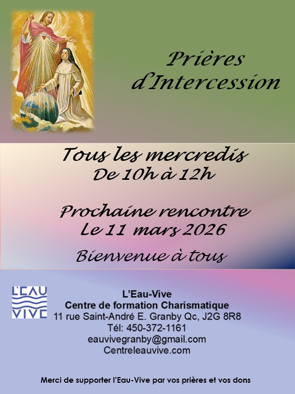 Prières d&rsquo;Intercession 11 mars 2026