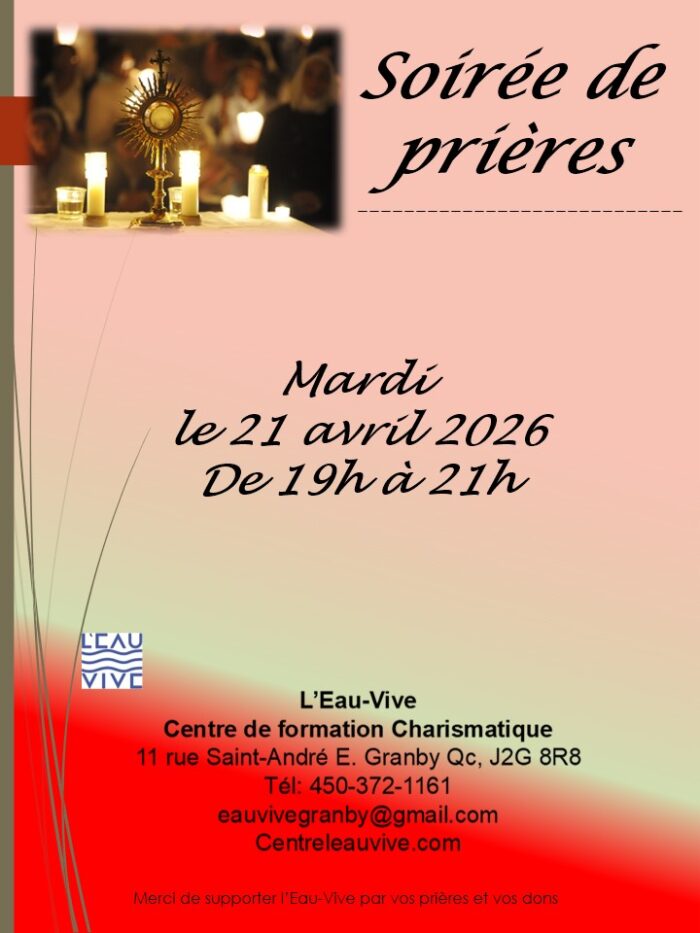 Soirée de prières 21 avril 2026
